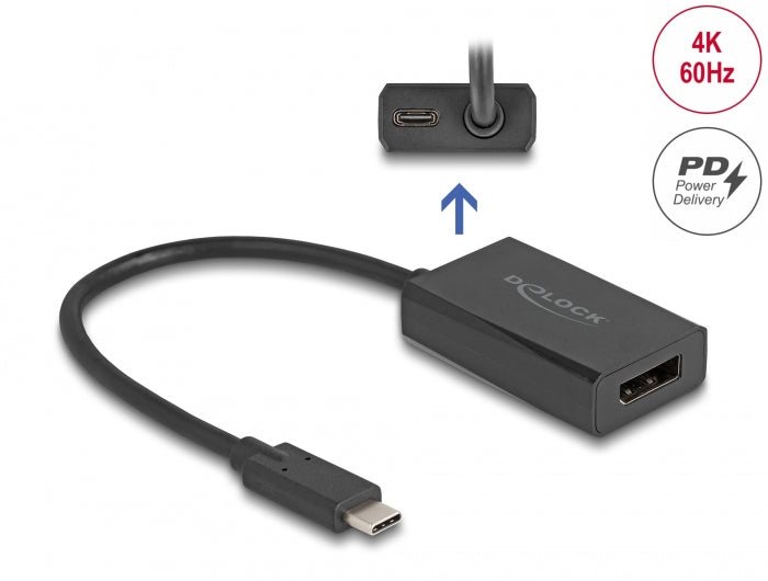 Delock Adapter DisplayPort Buchse zu USB Type-C™ Stecker (DP Alt Mode) 4K mit PD 85 W