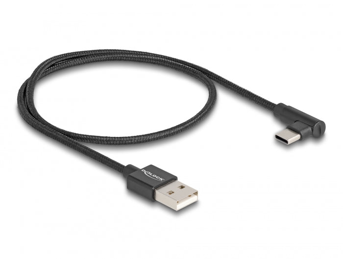 Delock USB 2.0 Kabel Typ-A Stecker zu USB Type-C™ Stecker gewinkelt 0,5 m schwarz