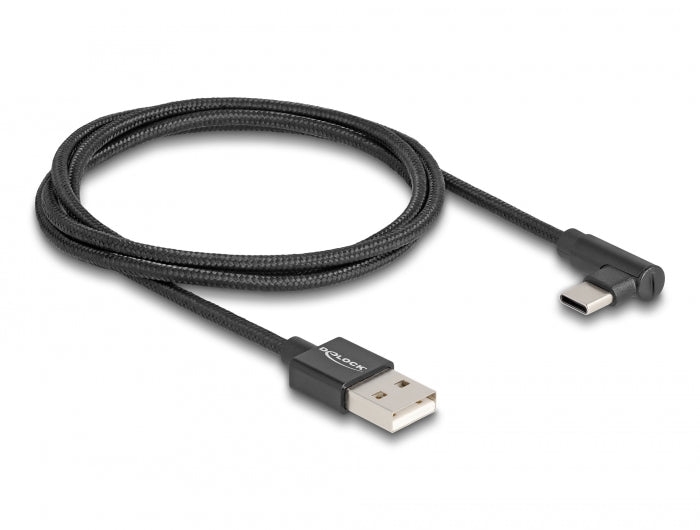 Delock USB 2.0 Kabel Typ-A Stecker zu USB Type-C™ Stecker gewinkelt 1 m schwarz
