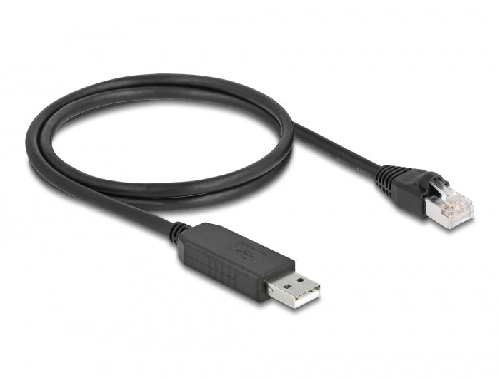 Delock Serielles Anschlusskabel mit FTDI Chipsatz, USB 2.0 Typ-A Stecker zu RS-232 RJ45 Stecker 1 m schwarz