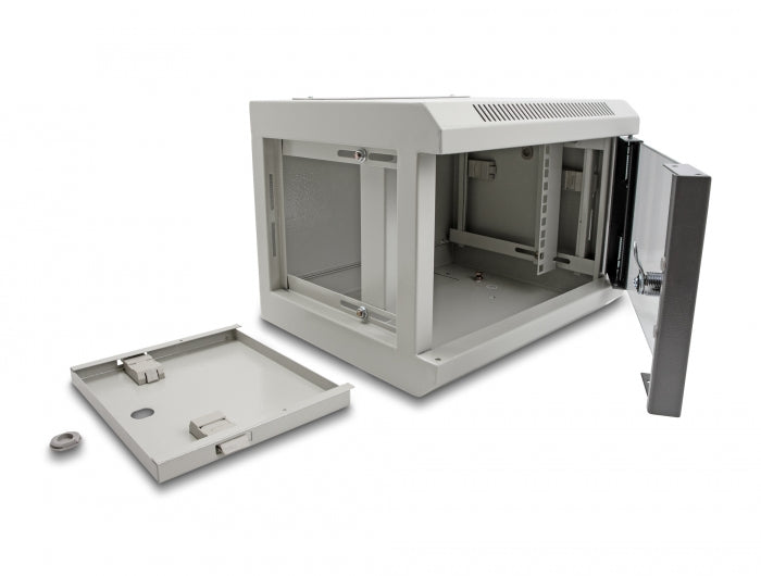 Delock 10″ Netzwerkschrank mit Glastür 4 HE grau