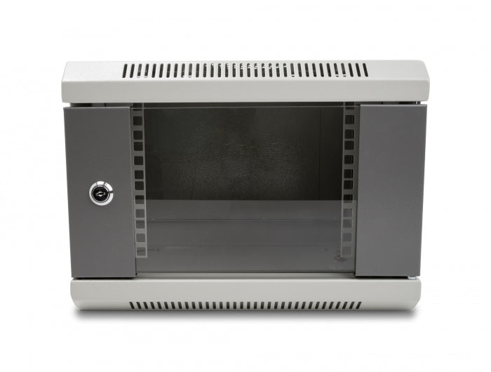 Delock 10″ Netzwerkschrank mit Glastür 4 HE grau