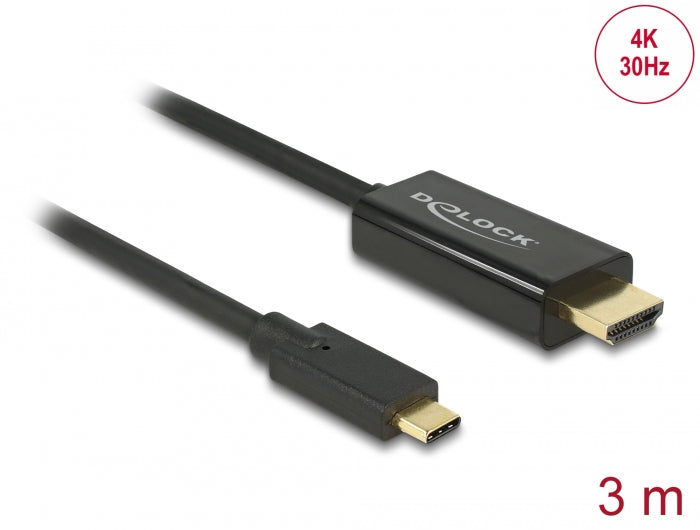 Delock Kabel USB Type-C™ Stecker > HDMI Stecker (DP Alt Mode) 4K 30 Hz 3 m schwarz