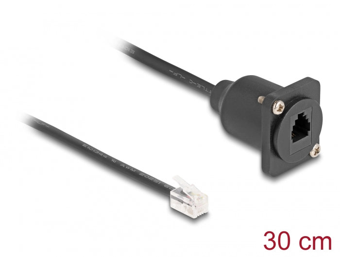 Delock D-Typ RJ10 Kabel Stecker zu Buchse schwarz 30 cm