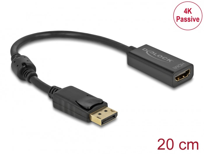 Delock Adapter DisplayPort 1.2 Stecker zu HDMI Buchse 4K Passiv schwarz