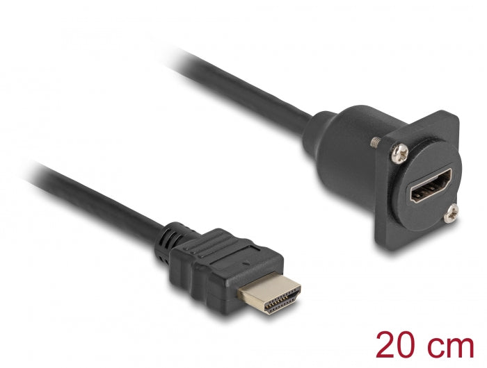 Delock D-Typ HDMI Kabel Stecker zu Buchse schwarz 20 cm