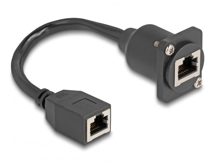 Delock D-Typ RJ45 Kabel Buchse zu Buchse Cat.5e schwarz 20 cm