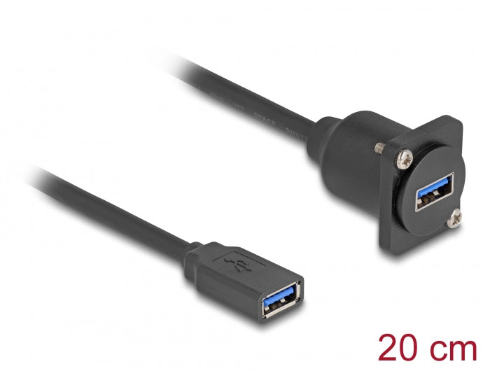 Delock D-Typ USB 5 Gbps Kabel Typ-A Buchse zu Typ-A Buchse schwarz 20 cm