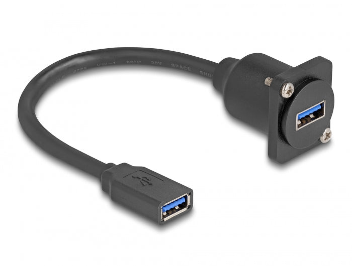 Delock D-Typ USB 5 Gbps Kabel Typ-A Buchse zu Typ-A Buchse schwarz 20 cm