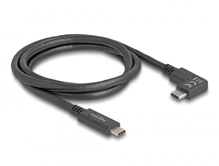 Delock USB 10 Gbps Kabel USB Type-C™ Stecker zu USB Type-C™ Stecker gewinkelt links / rechts 1 m 4K PD 60 W mit E-Marker