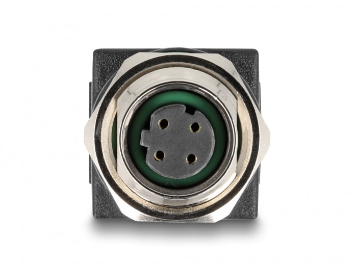 Delock M12 Adapter D-kodiert 4 Pin Buchse zu RJ45 Buchse gerade