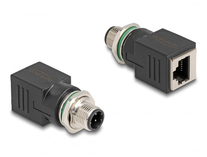 Delock M12 Adapter D-kodiert 4 Pin Stecker zu RJ45 Buchse gerade