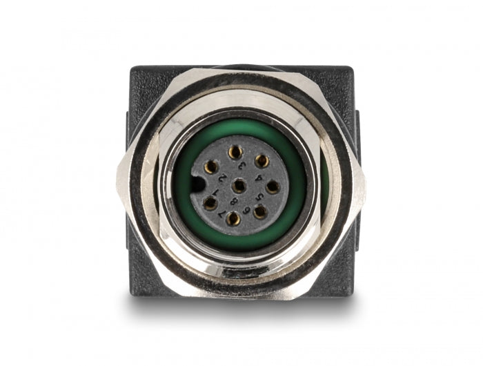 Delock M12 Adapter A-kodiert 8 Pin Buchse zu RJ45 Buchse gerade