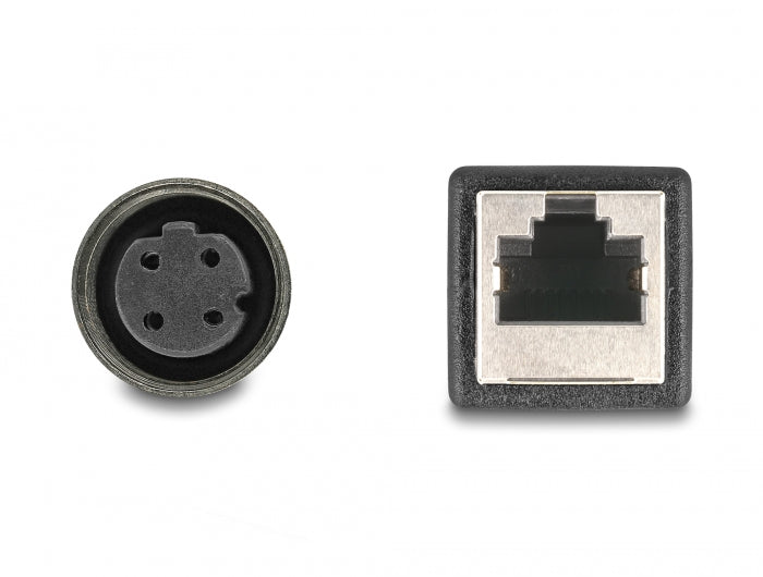 Delock M12 Adapterkabel D-kodiert 4 Pin Buchse zu RJ45 Buchse 50 cm