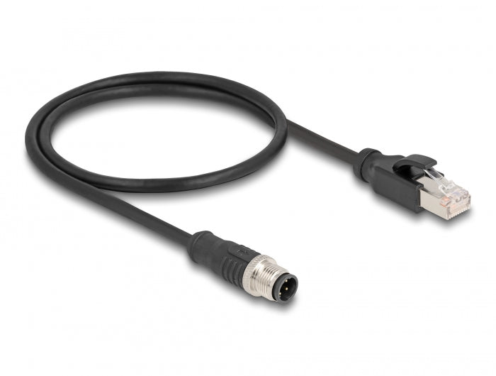 Delock M12 Adapterkabel D-kodiert 4 Pin Stecker zu RJ45 Stecker 50 cm