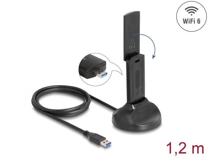Delock Wi-Fi 6 Dualband WLAN USB Adapter AX1800 (1201 + 574 Mbps)