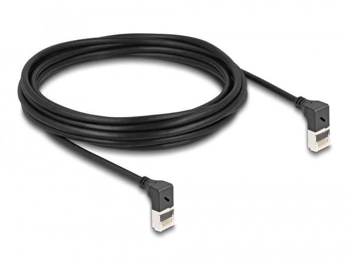 Delock RJ45 Netzwerkkabel Cat.6A S/FTP Slim 90° oben / oben gewinkelt 5 m schwarz