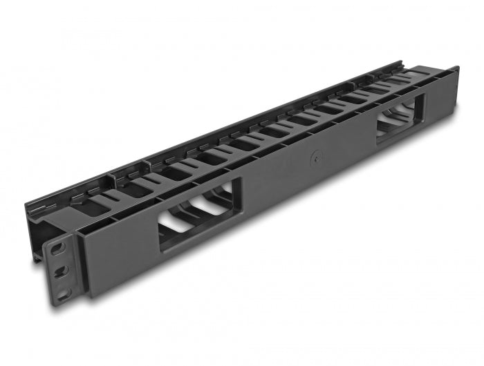 Delock 19″ Kabelmanagement Rangierpanel mit 2 Öffnungen 1 HE schwarz Kunststoff