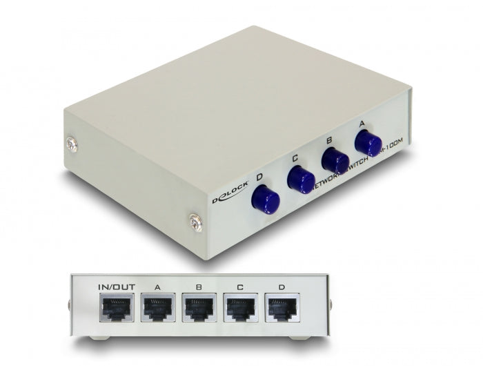 Delock Umschalter RJ45 5 Gigabit LAN 4 Port manuell bidirektional