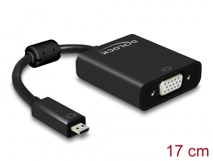 Delock Adapter HDMI Micro-D Stecker > VGA Buchse mit Audio schwarz
