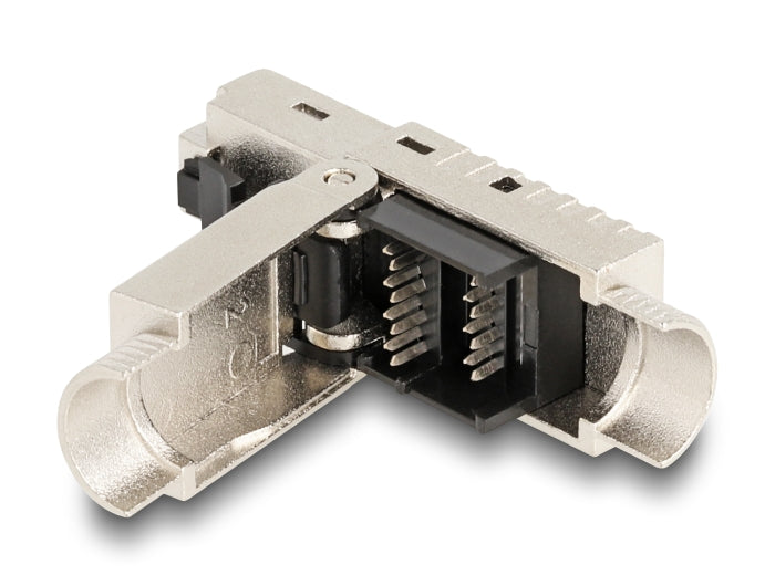 Delock RJ45 Stecker feldkonfektionierbar Cat.6A mit Kabelverschraubung und Staubschutz werkzeugfrei