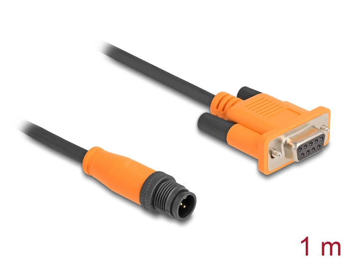 Delock M12 CAN Bus Kabel A-kodiert 5 Pin Stecker zu D-Sub 9 Buchse 1 m