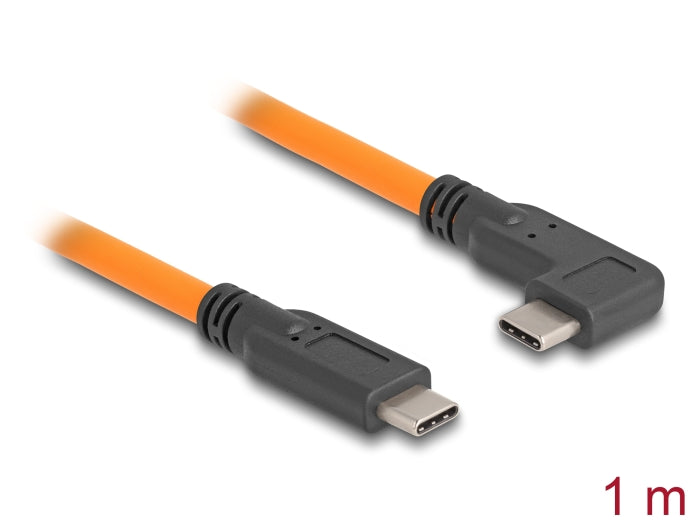 Delock USB 5 Gbps Kabel USB Type-C™ Stecker zu USB Type-C™ Stecker 90° gewinkelt für Tethered Shooting 1 m orange