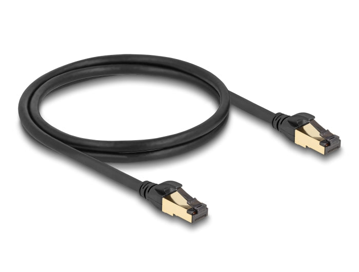 Delock RJ45 Netzwerkkabel Cat.6A Stecker zu Stecker S/FTP schwarz 1 m mit Cat.7 Rohkabel Industrie und Outdoor tauglich