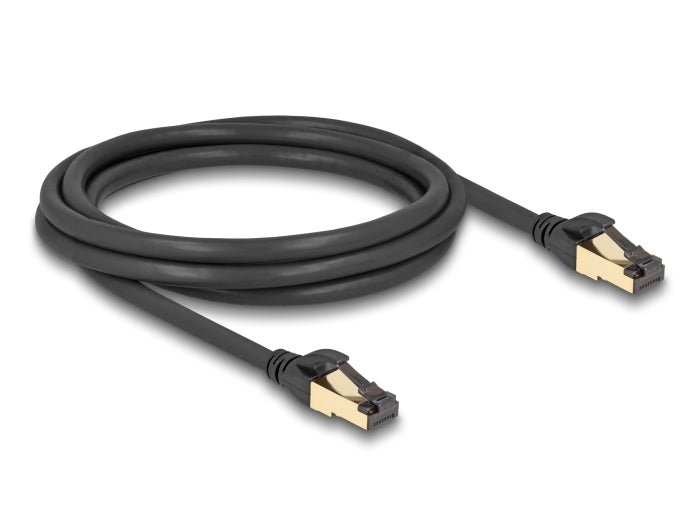Delock RJ45 Netzwerkkabel Cat.6A Stecker zu Stecker S/FTP schwarz 2 m mit Cat.7 Rohkabel Industrie und Outdoor tauglich