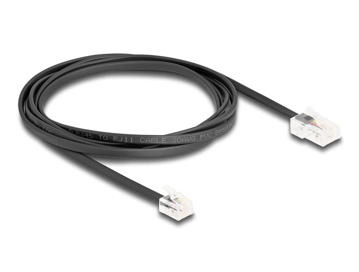 Delock Telefonkabel RJ45 Stecker zu RJ11 Stecker schwarz 2 m
