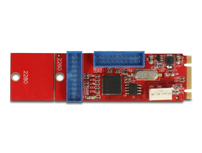 Delock Konverter M.2 Key B+M Stecker zu 2 x USB 5 Gbps Pfostenstecker