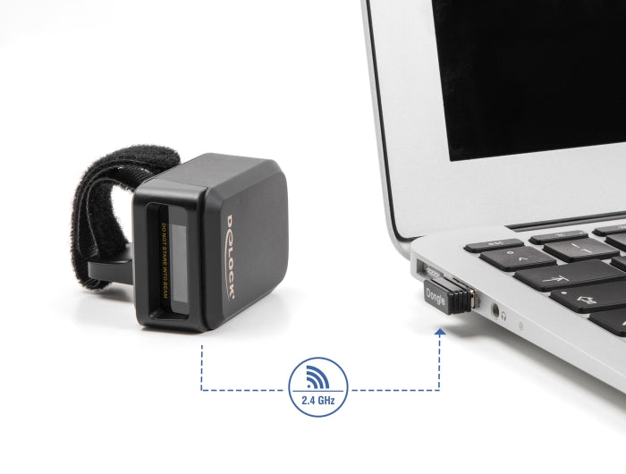 Delock Ringbarcode Scanner 1D und 2D mit 2,4 GHz oder Bluetooth - Wireless Charging Funktion