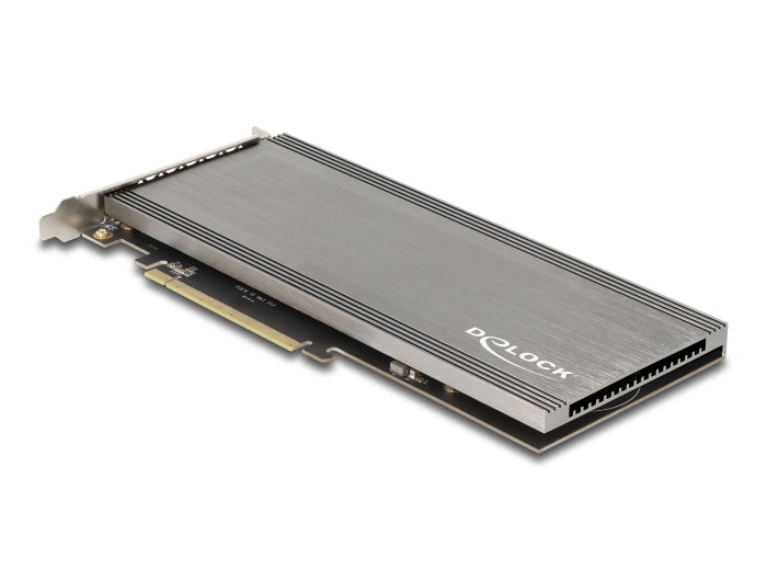 Delock PCI Express 4.0 x16 Karte zu 4 x intern NVMe M.2 Key M mit Kühlkörper und Lüfter - Bifurcation
