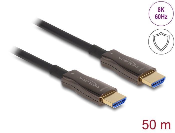 Delock Aktives Optisches HDMI Kabel mit Metallarmierung 8K 60 Hz 50 m