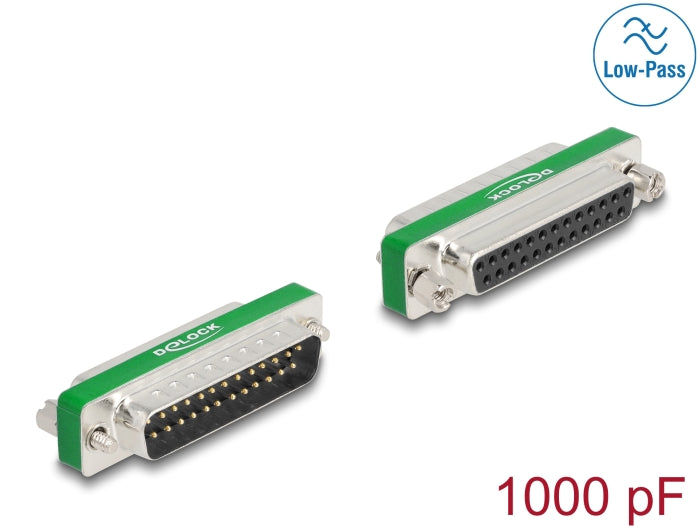 Delock HF/EMI Entstörfilter D-Sub 25 Pin Stecker zu Buchse mit Tiefpass kapazitiv