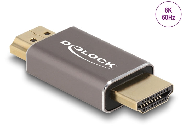 Delock HDMI Adapter Stecker zu Stecker 8K 60 Hz grau Metall