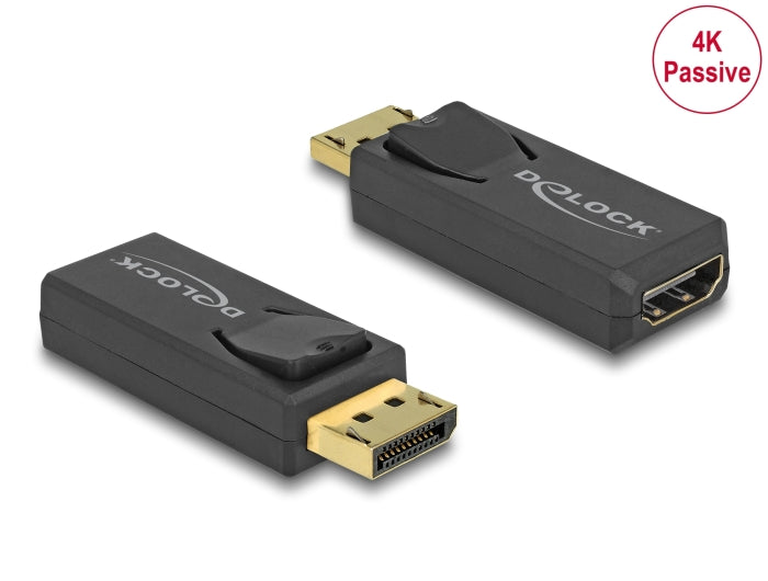 Delock Adapter DisplayPort 1.2 Stecker > HDMI Buchse 4K Passiv schwarz