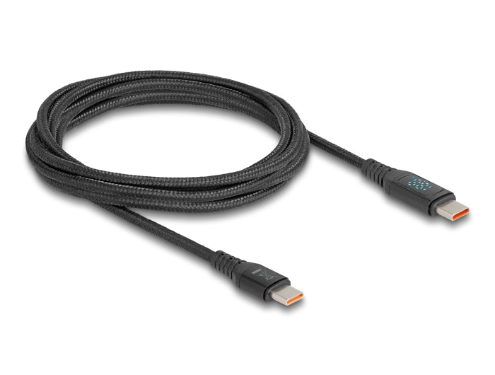 Delock USB 2.0 Daten- und Schnellladekabel USB Type-C™ Stecker zu Stecker PD 3.1 140 W mit Leistungsanzeige 1,20 m