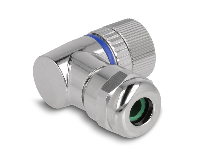 Delock M12 Steckverbinder A-kodiert 3 Pin Buchse zur Montage mit Schraubanschluss 90° gewinkelt Metall