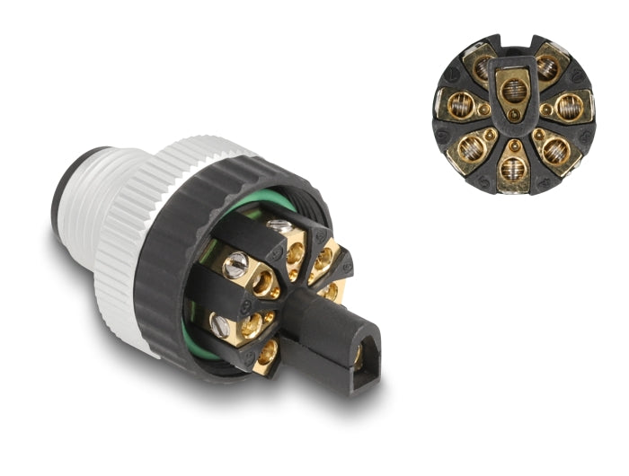 Delock M12 Steckverbinder A-kodiert 8 Pin Stecker zur Montage mit Schraubanschluss