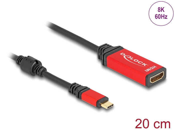 Delock USB Type-C™ zu HDMI Adapter (DP Alt Mode) 8K 60 Hz mit HDR Funktion rot
