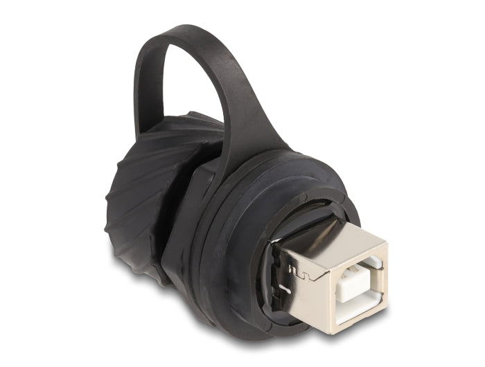 Delock Kabelverbinder USB 2.0 Typ-B Buchse zu Buchse zum Einbau mit Bajonett-Verschlusskappe IP68 staub- und wasserdicht schwarz