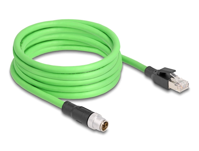 Delock M12 Kabel X-kodiert 8 Pin Stecker zu RJ45 Stecker PUR (TPU) 5 m