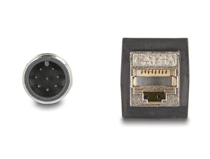 Delock M12 Kabel A-kodiert 8 Pin Stecker zu RJ45 Buchse PUR (TPU) 0,5 m