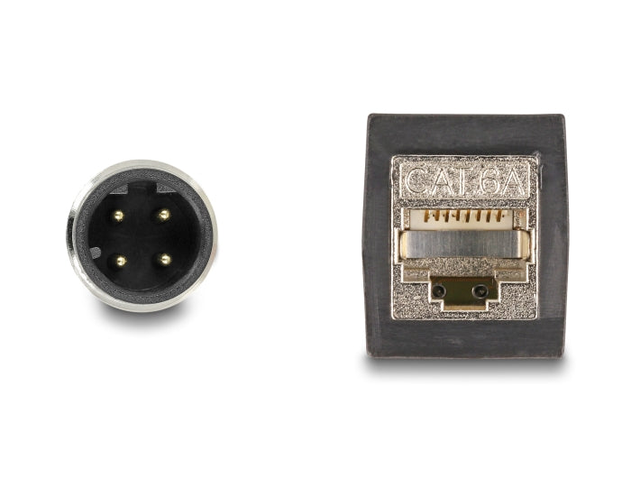 Delock M12 Kabel D-kodiert 4 Pin Stecker zu RJ45 Buchse PUR (TPU) 0,5 m