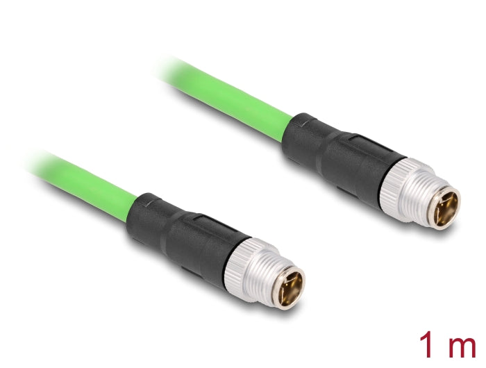 Delock M12 Kabel X-kodiert 8 Pin Stecker zu Stecker PUR (TPU) 1 m