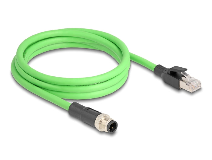 Delock M12 Kabel D-kodiert 4 Pin Stecker zu RJ45 Stecker PUR (TPU) 2 m