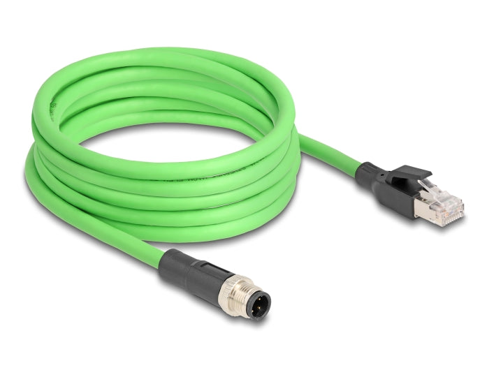 Delock M12 Kabel D-kodiert 4 Pin Stecker zu RJ45 Stecker PUR (TPU) 5 m