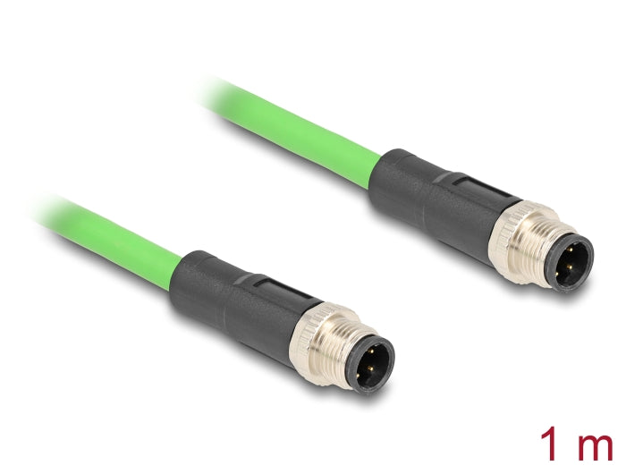 Delock M12 Kabel D-kodiert 4 Pin Stecker zu Stecker PUR (TPU) 1 m