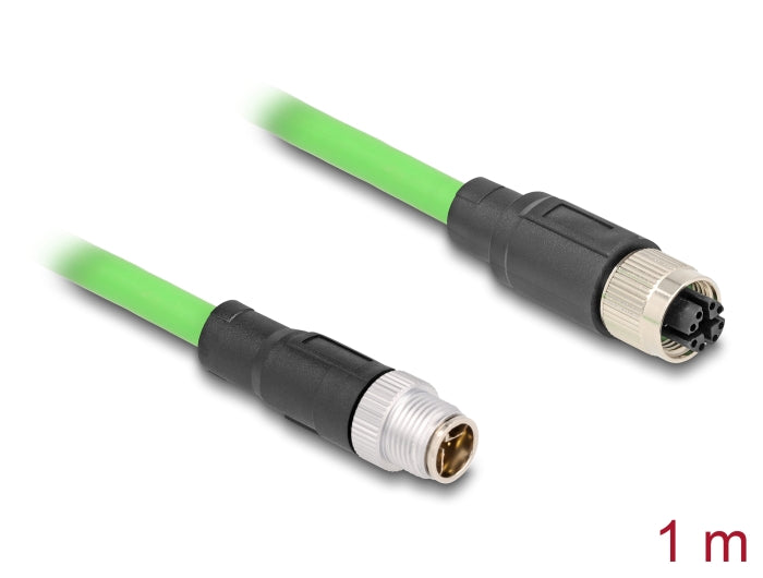 Delock M12 Kabel X-kodiert 8 Pin Stecker zu Buchse PUR (TPU) 1 m